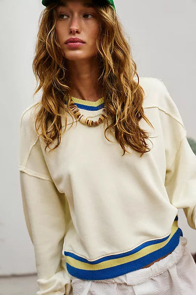 Free People Rio Sweatshirt - Ivory Combo