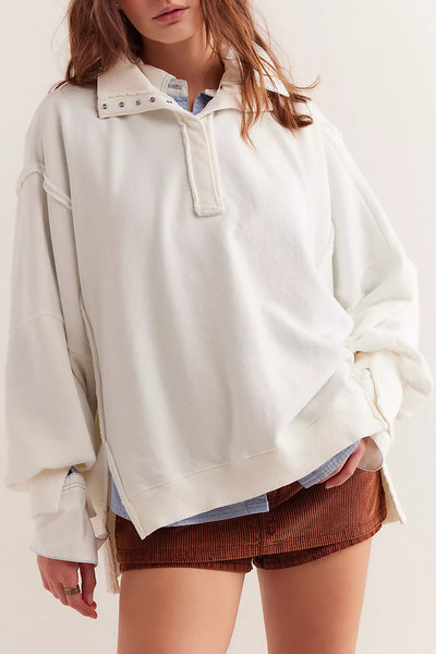 Free People We The Free Camden Henley Sweatshirt - Optic White