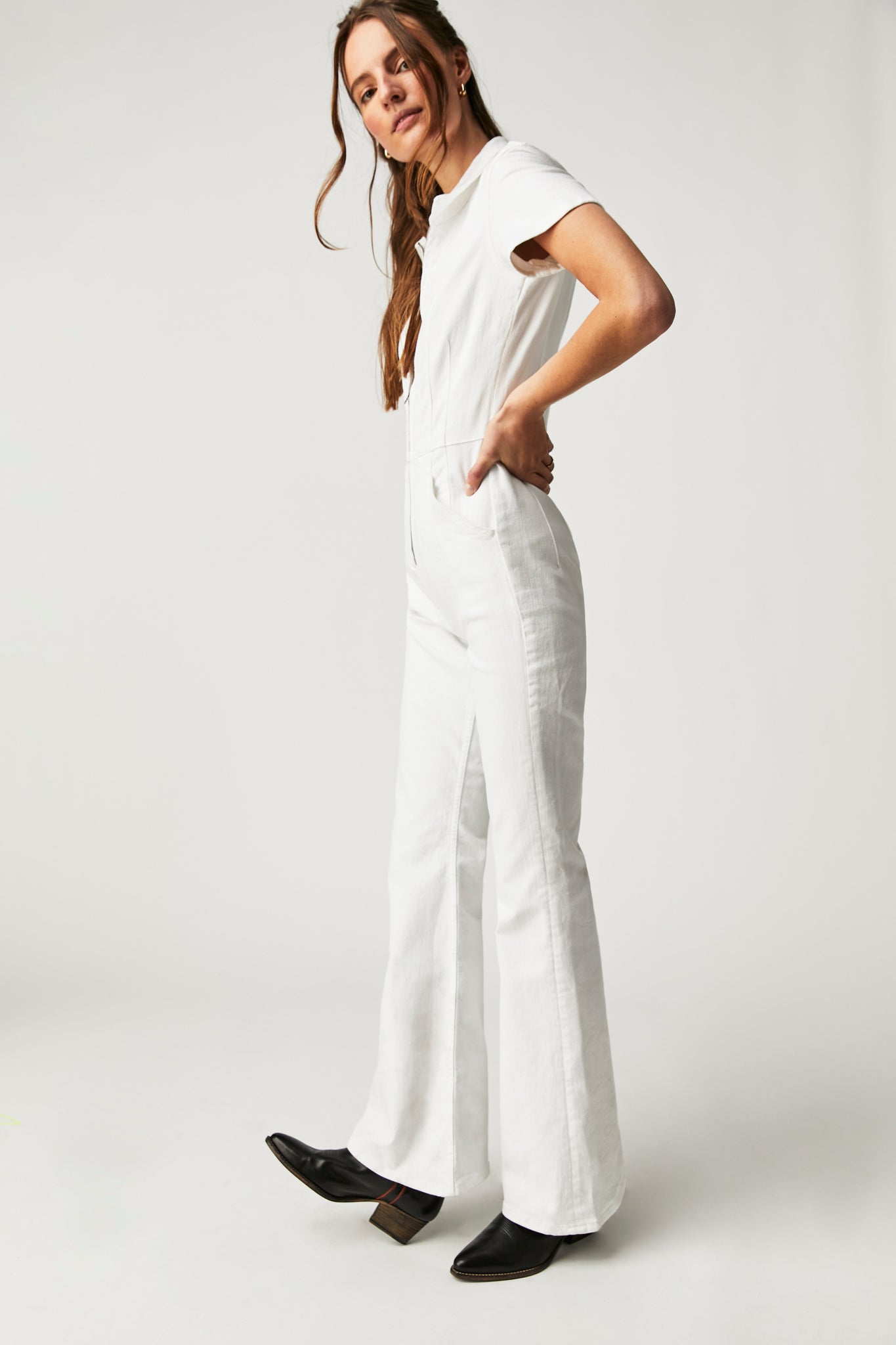 Free People Jayde Flare Jumpsuit- Pure White