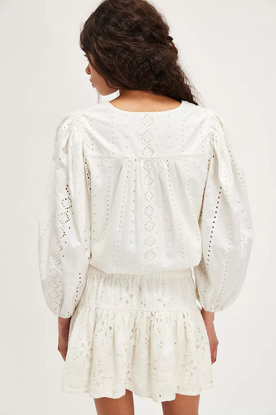 Free People Roselle Eyelet Mini Skirt - Ivory