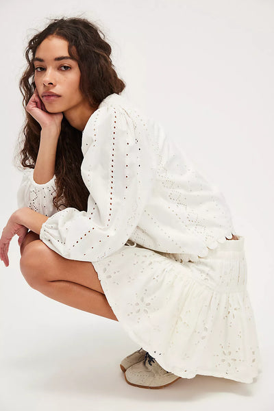 Free People Roselle Eyelet Mini Skirt - Ivory