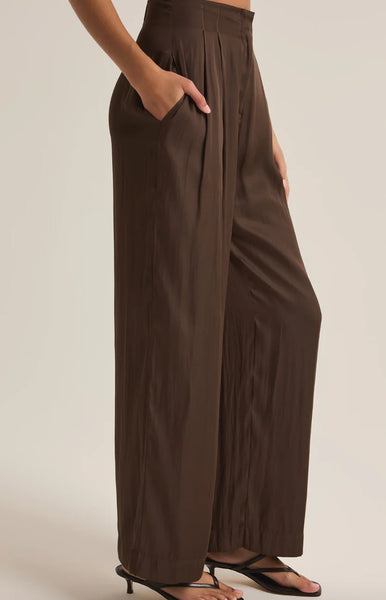 ZSupply Lisse Wide Leg Pant- Chocolate