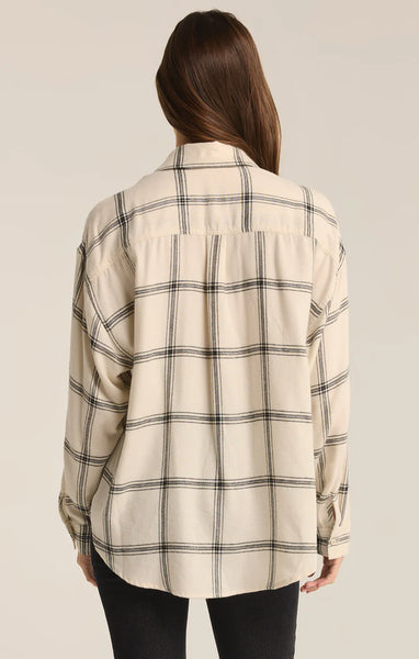 ZSupply River Plaid Button Top- Sea Salt