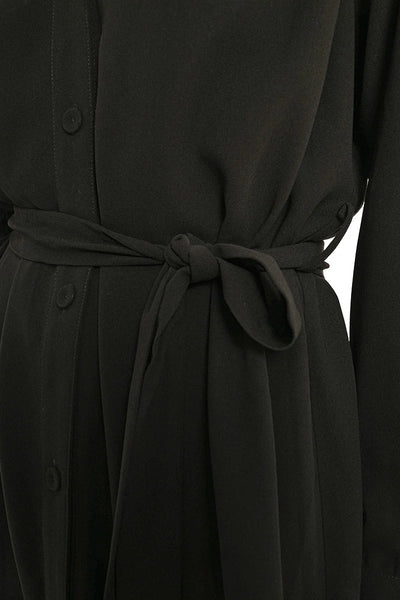 Woven Shirt Dress - Black