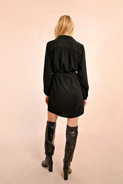 Woven Shirt Dress - Black