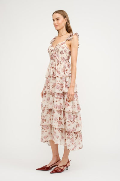 Alex Tiered Floral Dress - Mauve