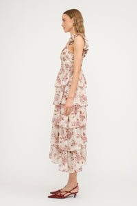 Alex Tiered Floral Dress - Mauve