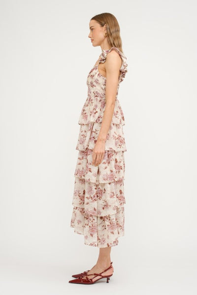 Alex Tiered Floral Dress - Mauve