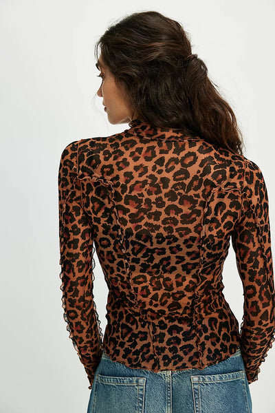 Free People Charlie Printed Mesh Top - Cats Meow