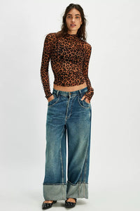 Free People Charlie Printed Mesh Top - Cats Meow