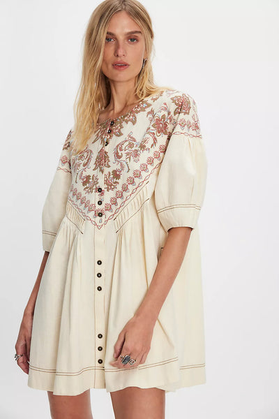 Free People Orson Mini Dress - Ivory Combo