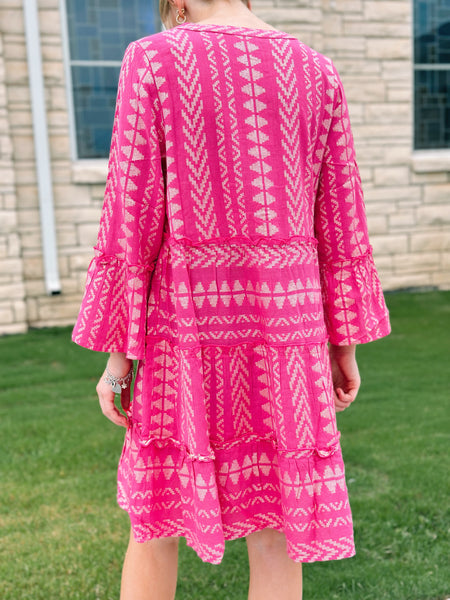 Selden Jacquard Dress - Pink/Gold