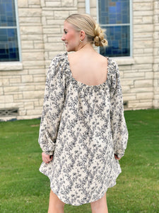 Floral Waffle Mini Dress - Cream