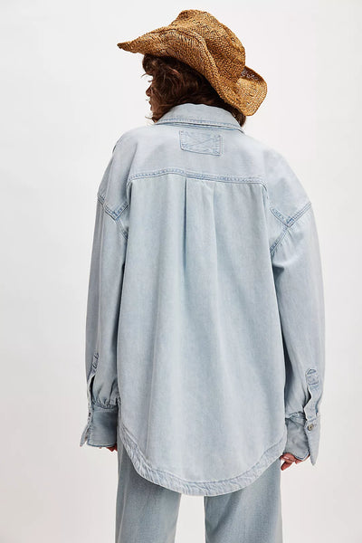Free People We The Free Ashley Denim Shirt - Classic Blue Wash