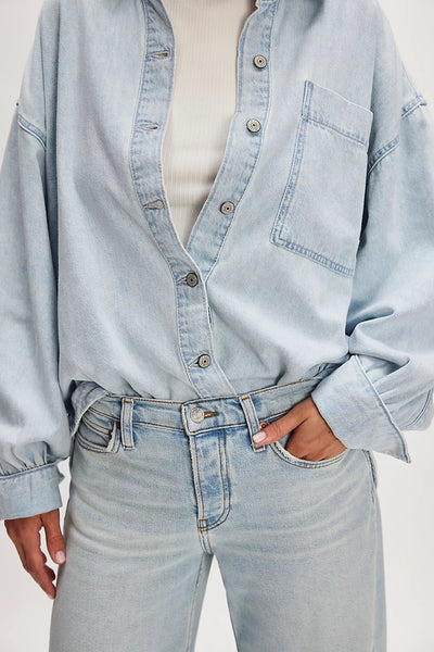 Free People We The Free Ashley Denim Shirt - Classic Blue Wash