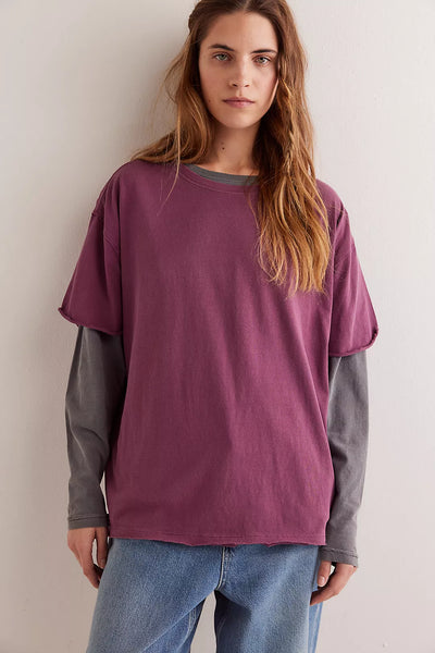 Free People Nina Tee- Maroon
