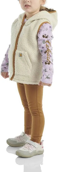 Carhartt Girls Long Sleeve T-Shirt, Sherpa Vest And Leggings Set, Three Piece Set - Brown (210)