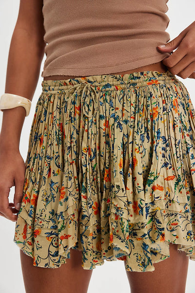 Free People One Third Charm Printed Mini Skirt - Green Combo