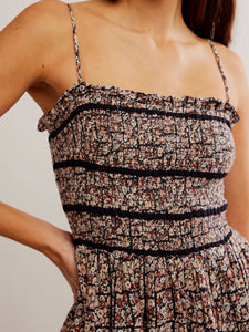 Free People Bali Checked Out Printed Romper - Black Combo Ditsy