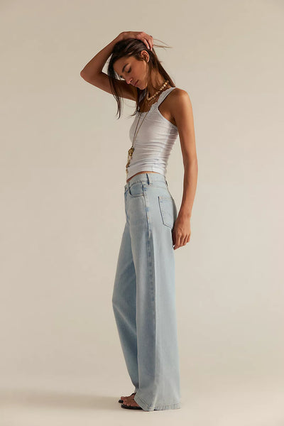 Free People We The Free Stride Straight 'n Wide Jeans - Roam Free
