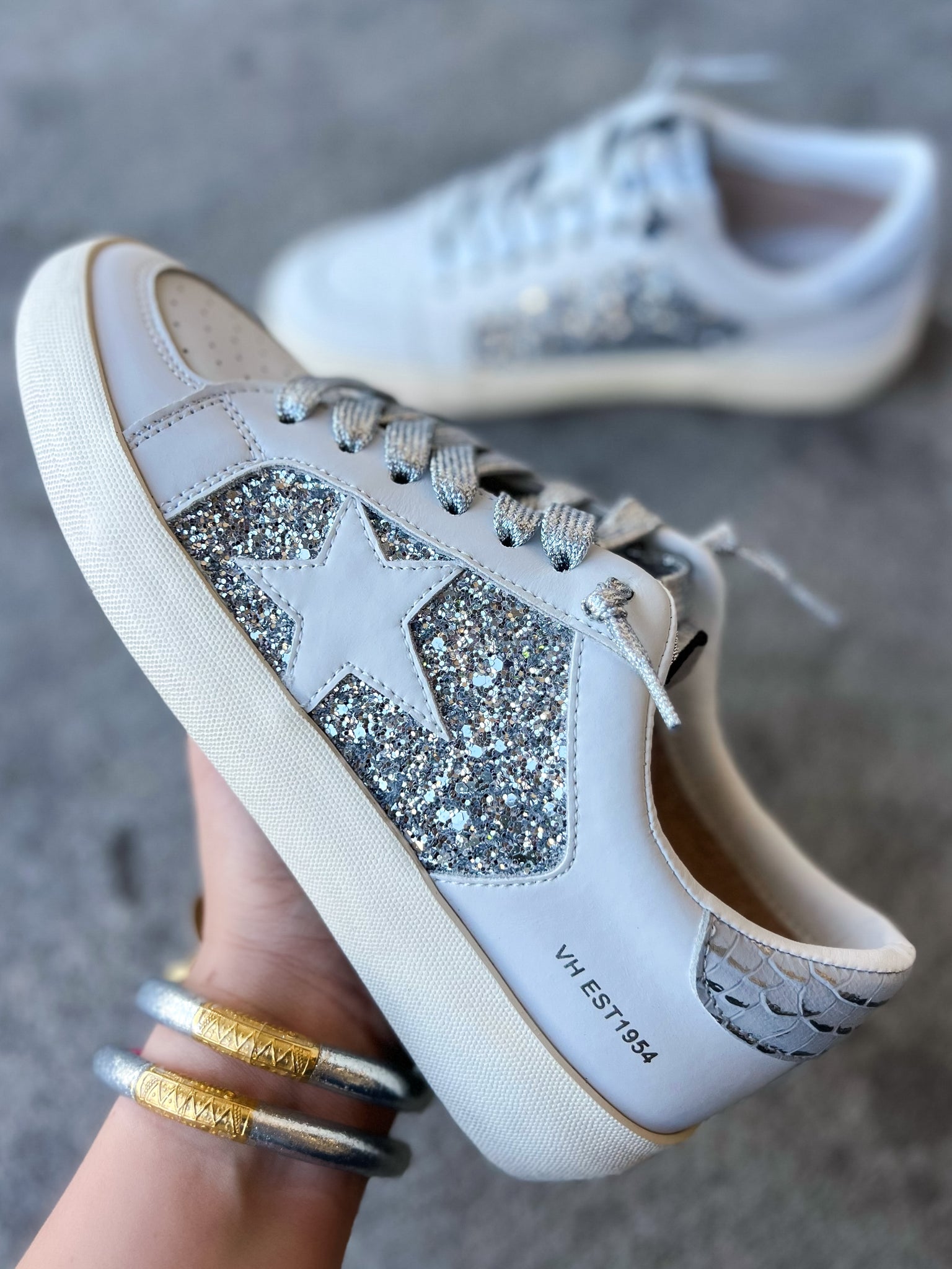 Reflex Star Sneakers- Glitter Silver Croc