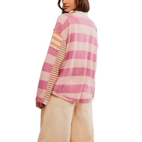 Free People Aster Stripe Long Sleeve - Farm Combo