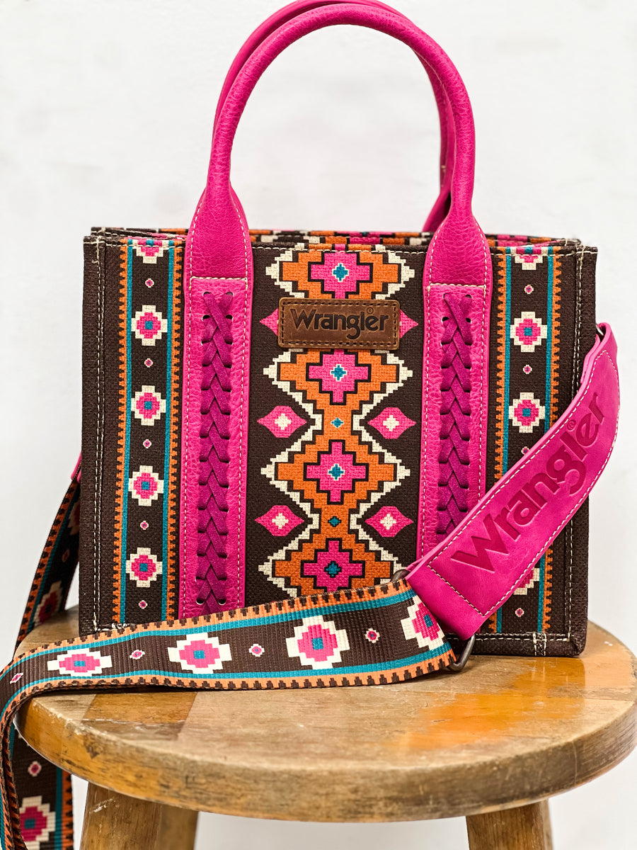 Wrangler Crossbody Mini Tote- Southwestern Print (Pink) – Davis Country ...