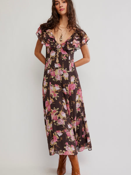 Free People Forsythia Maxi Dress - Deep Fudge Combo