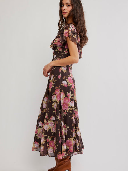 Free People Forsythia Maxi Dress - Deep Fudge Combo