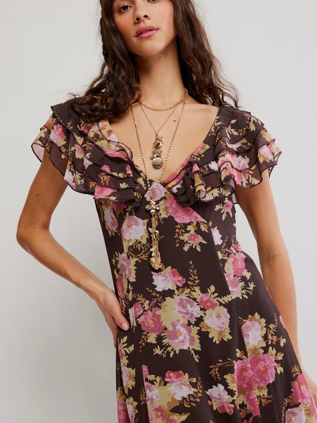 Free People Forsythia Maxi Dress - Deep Fudge Combo
