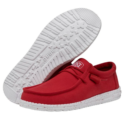 Hey Dude Wally Slub Canvas- Red