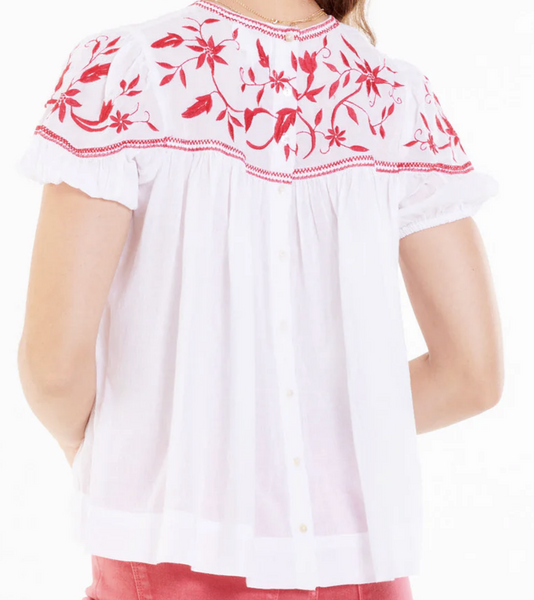 Ulla Red Vine Embroidered Top