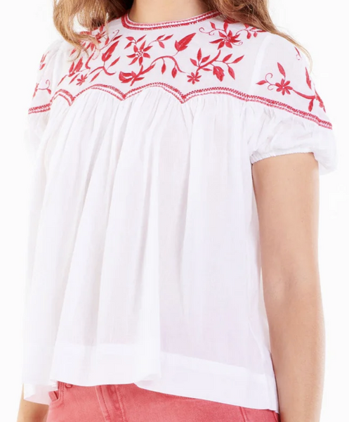 Ulla Red Vine Embroidered Top
