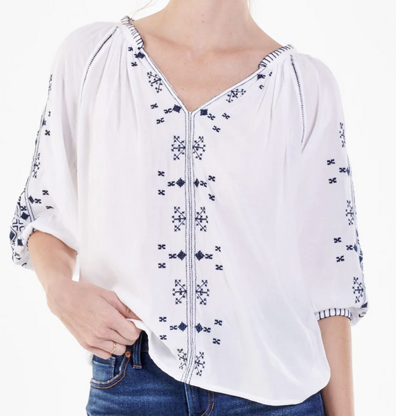 Mary White Bliss Embroidered Top