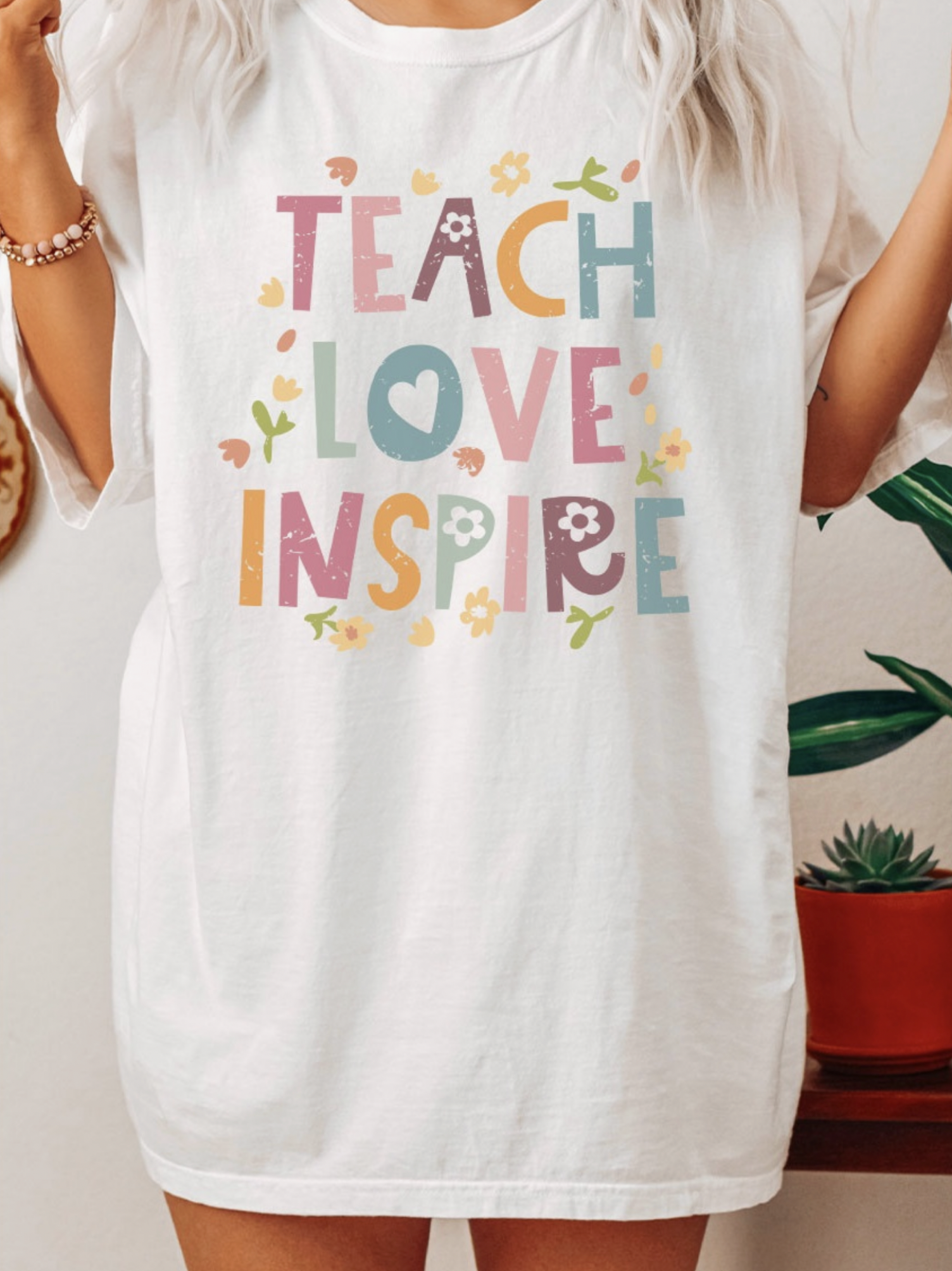 Teach Love Inspire Oversized Graphic Tee