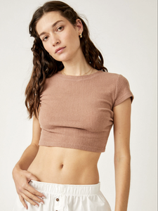 Free People Lux Life Baby Tee- Taupe
