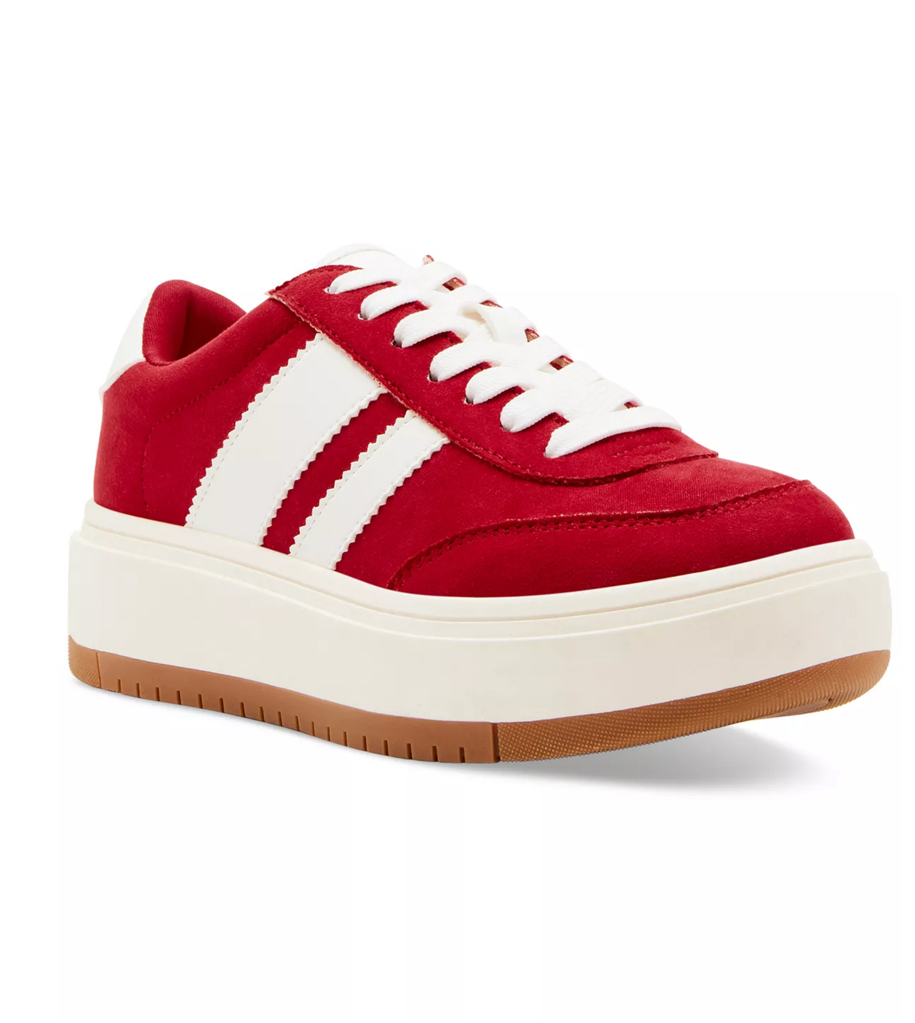 Navida Lace-Up Low-Top Platform Sneakers- Red