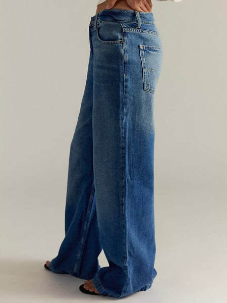 Free People We The Free Stride Straight 'n Wide Jeans - Walk Away