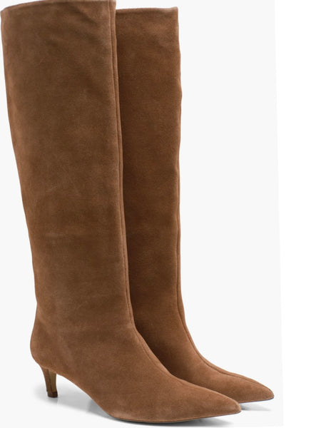 Kiki Kitten Heel Boots - Tan Suede