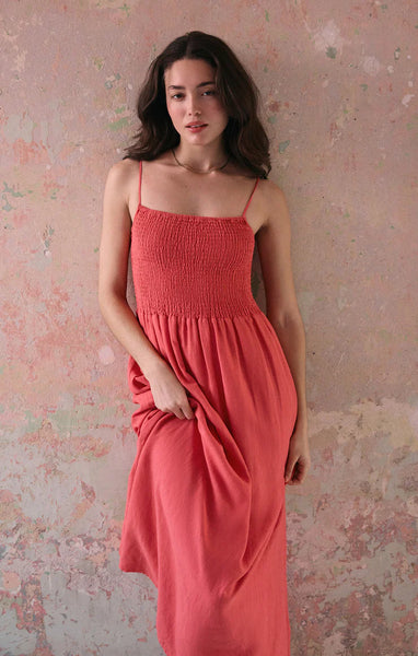 ZSupply Bayside Linen Maxi Dress- Persimmon