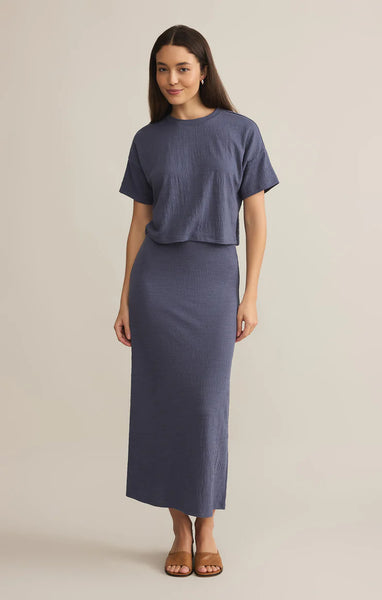 ZSupply Delavine Textured Midi Skirt - Worn Blue