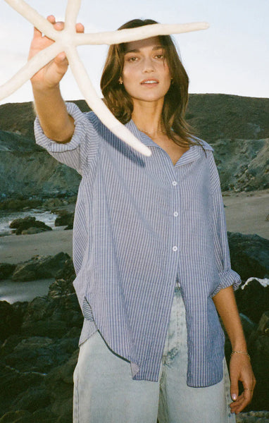 ZSupply Seaport Striped Button Up - Sky Blue