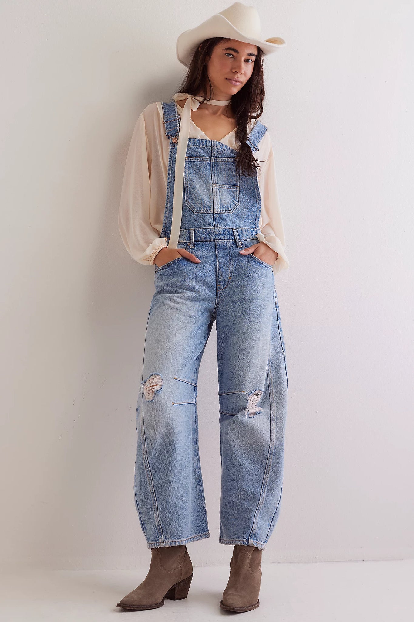 Free People Good Luck Barrel Overalls- Going Steady