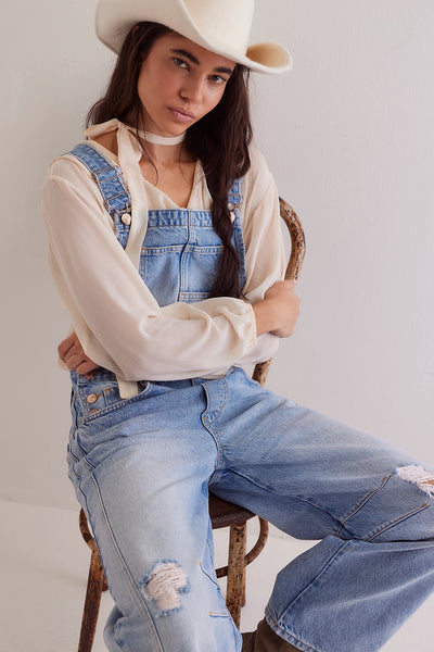 Free People Good Luck Barrel Overalls- Going Steady