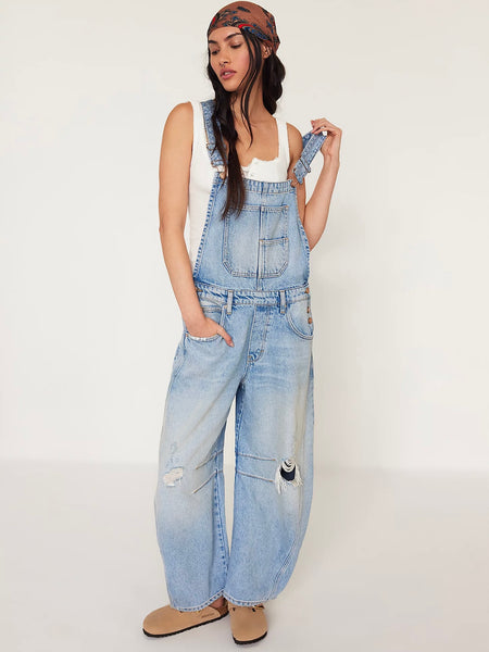 Free People Good Luck Barrel Overalls- Going Steady