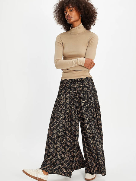 Free People So Charming Wide-Leg Pants Black Motif