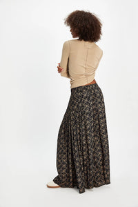 Free People So Charming Wide-Leg Pants Black Motif