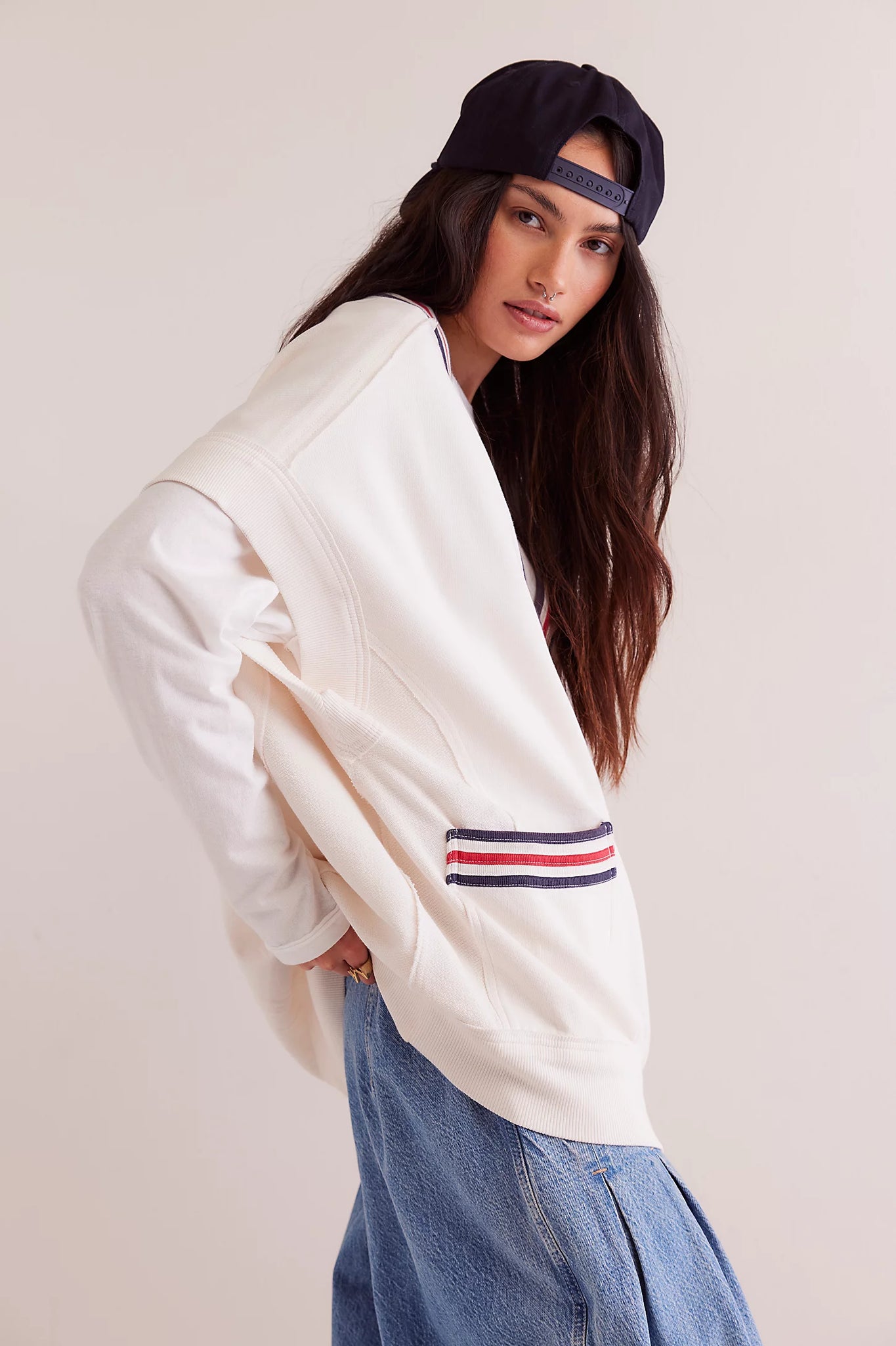 Free People Ivy Pullover Vest- Ivory Combo