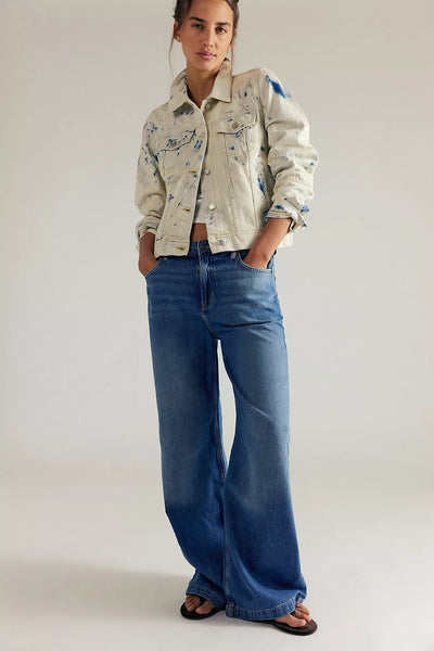 Free People We The Free Stride Straight 'n Wide Jeans - Walk Away