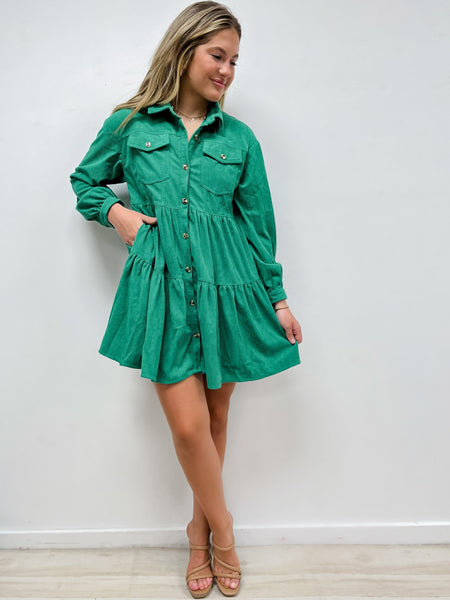 Kelly Green Tiered Dress